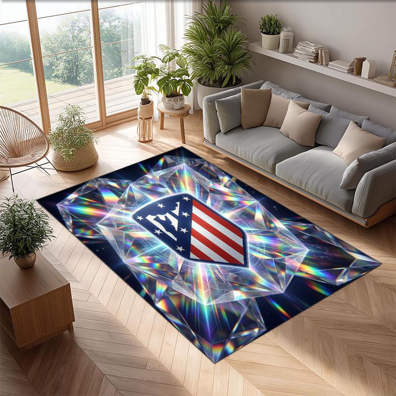 Atletico Madrid Printed Flannel Area Rug Non Slip Soft Polyester Floor Carpet Indoor Decor Mat for Bedroom Living Room Sofa Game Room Home Decoration