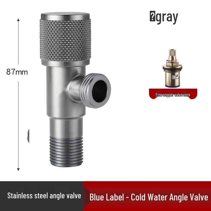 Gun Grey Stainless Steel Three-Way Toilet Water Heater Valve