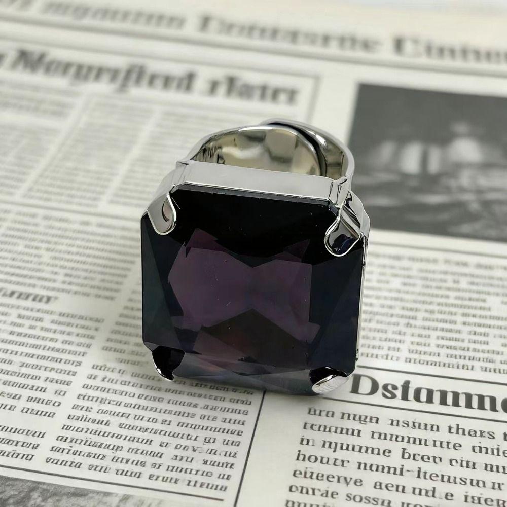 Rhinestone Crystal Square Rhinestone Ring Adjustable Size Large Crystal Ring Party Accessories