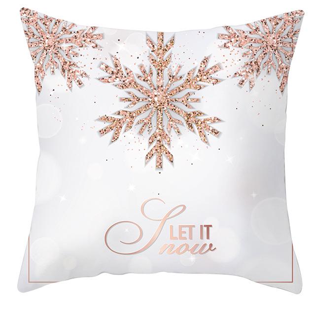 New Pink and Gold Christmas Peach Leather Velvet Pillowcase Festive Home Decoration Pillow Cushion Cover