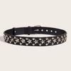 New Star Studded Fashionable Punk Style Wide Belt For Women's Jeans Faux Leather Material