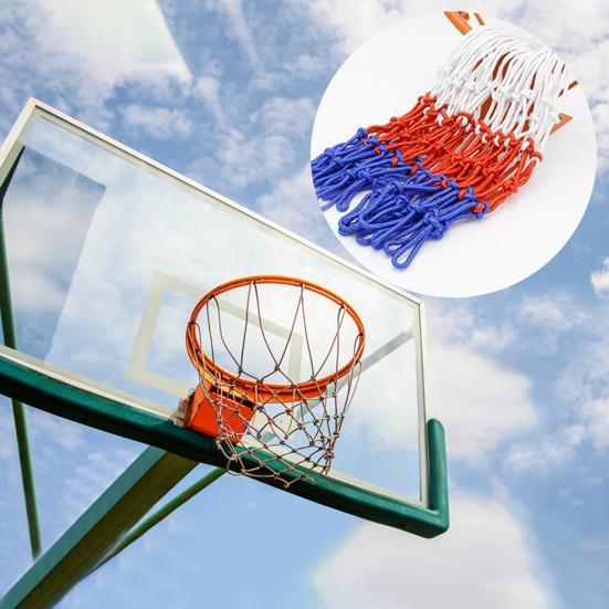 2Pcs Basketball Net Professional Durable Standard Wear-resistant Rainproof Sunscreen Nylon Red White Blue Tri-Color Basketball Hoop Net