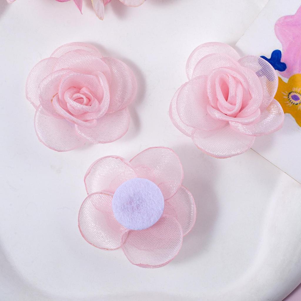 Handmade Chiffon Mesh Rose Flowers: Burned Edge Hair Clips, DIY Accessories for Shoes, Hats, and Clothing.