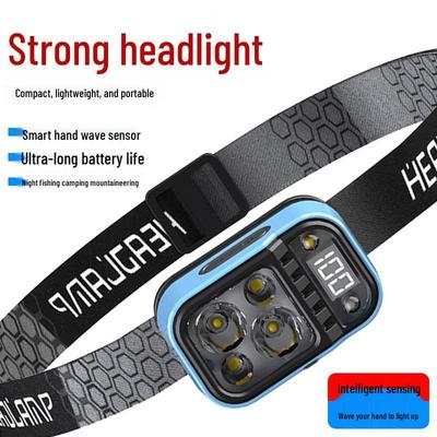 LED-Stirnlampe mit hoher Lumenleistung zum Klettern & Angeln - Lange Akkulaufzeit, Starkes Licht, Bewegungssensor.