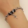 Cross Bracelet For Men Women Silver Stainless Steel Chunky Thick Black White Zirconia Layered Bracelet Faith Easter Jewelry