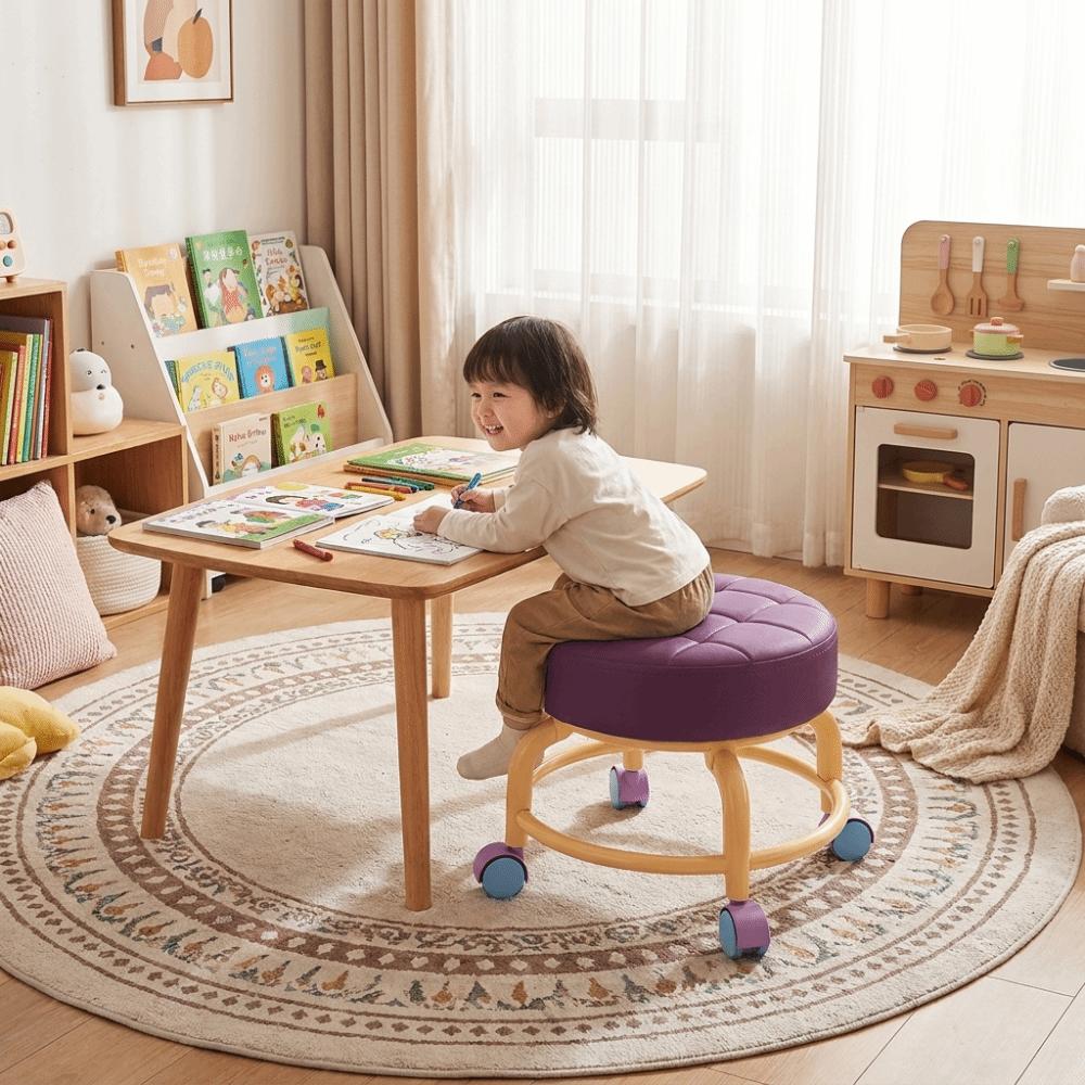 Universal Wheel Sliding Wheel Stool Round Shape Small Stool Multifunctional Stool Children Use
