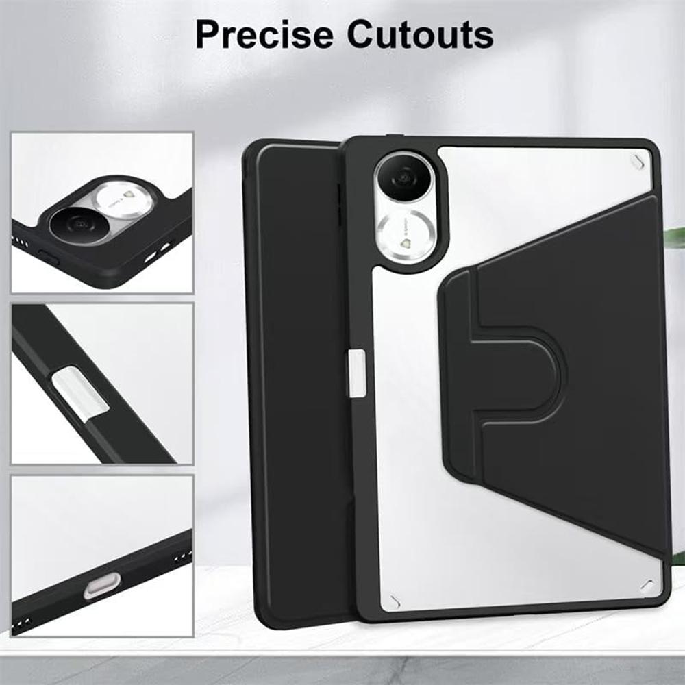For Redmi Pad 2 11 Inch 360° Rotating Acrylic Case Transparent Shockproof Cover With Pen Holder Anti-Scratch Tablet Shell