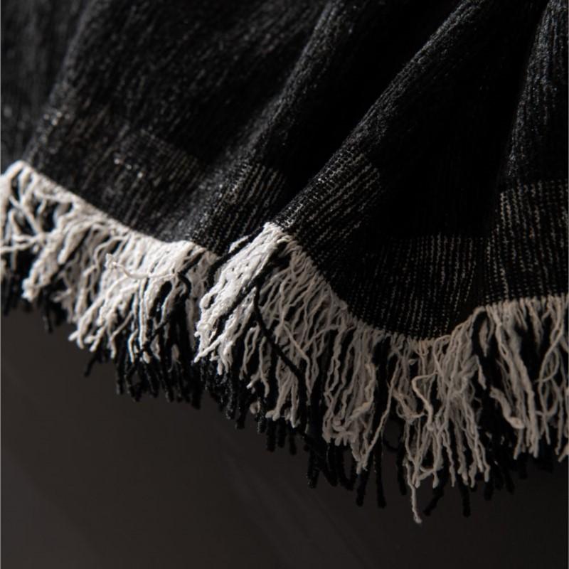 Camping Picnic Black White Mat Throw Blankets for Living Room Sofa Couple Position Modern Throw Color Block Blanket Cover