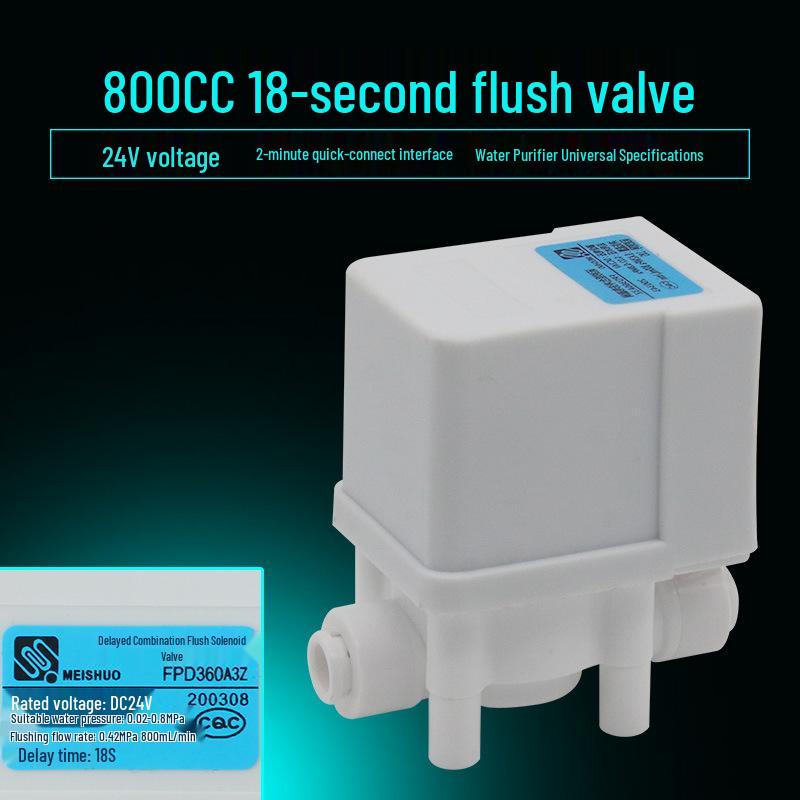 24V Automatic Solenoid Valve for RO Water Purifier: 18-Second Flush, Quick Connect, Household Direct Drinking Filter Accessory
