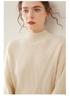 Women's Drop Shoulder Cashmere Pullover Sweater - Thickened Jacquard Knit, Half-High Neck, Long Sleeve, Versatile Loose Fit.