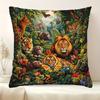 1pc of Tropical Jungle Tiger Pillow Cover, Made of Soft And Comfortable Polyester Short Plush Fabric, Single-Sided Print, Measuring 44.96*44.96 Cm, Ma