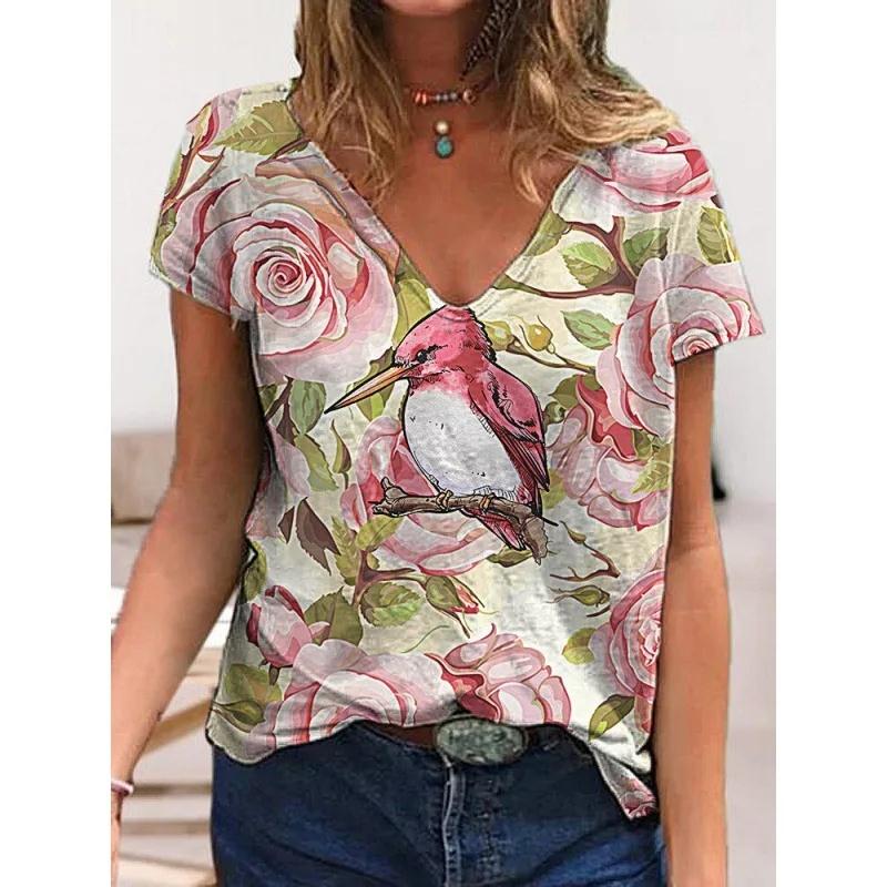 

Летняя женская футболка с коротким рукавом, V-образным вырезом, 3D-принтом бабочки, повседневный топ, несколько стилей и размеров на выбор 8XL