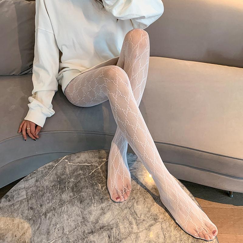 Ciorapi negri, G subțire mic, jambiere cu litere englezești, șosete din plasă jacquard