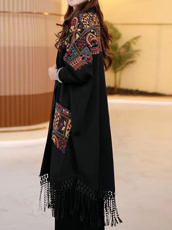 Women's 2025 Fashion Jacquard Lapel Coat - Autumn Trend, Mother’s Wear, Foreign Style, Long Sleeve