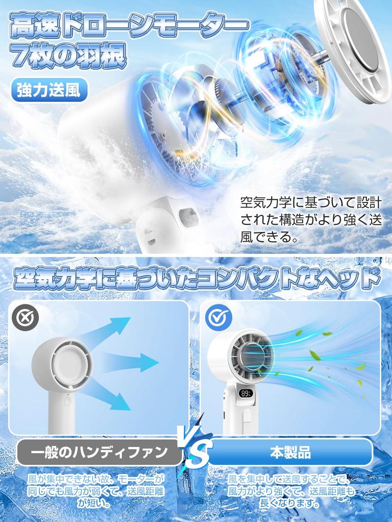 Handheld Fan with Cooling Portable Cooling Compact and 100 Wind Speed LED Battery USB Heat Neck Strap with Blue [2025 Model] Plate, Fan, Powerful,