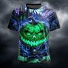 Halloween Herren Illusion Kürbis Kurzarm T-Shirt 3D Bedrucktes Shirt Übertrieben Horror Party Straße Feiertag Herren Kleidung