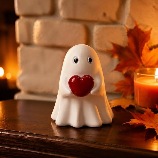 Halloween Gift for Kids Ghost Gnome Figurines, Resin Tabletop Decoration, Cute Party Supplies Statue, Decorative Ornaments Indoor Outdoor Home
