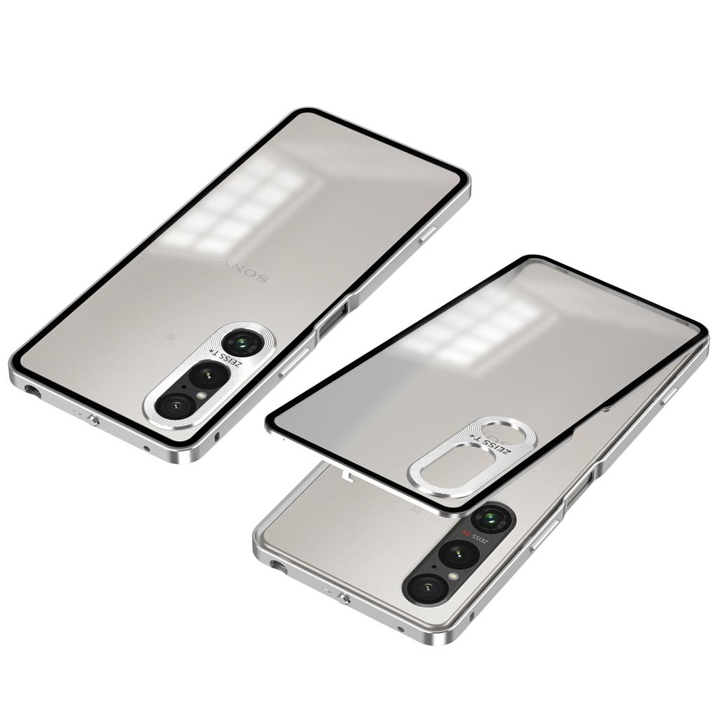 For Sony Xperia 1 V Matte Case Aluminium Alloy+PC Phone Cover with Pop-Up Snap Lock