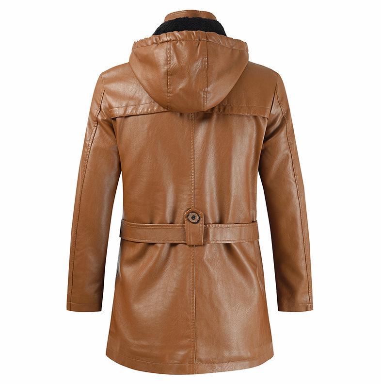 2026 Men's Mid-Length PU Leather Jacket, Korean Style, Plus Size, Youth Outerwear