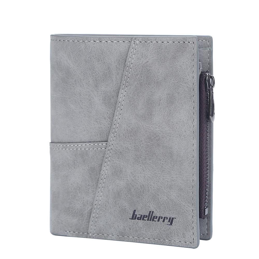 

Baellerry Мужской Короткий Кошелек Матовая ПУ Кожа Бифолд Множество Отделений для Карт Держатель для Карт Кошелек на Молнии для Монет Модный Вертикальный Кошелек светло-серый