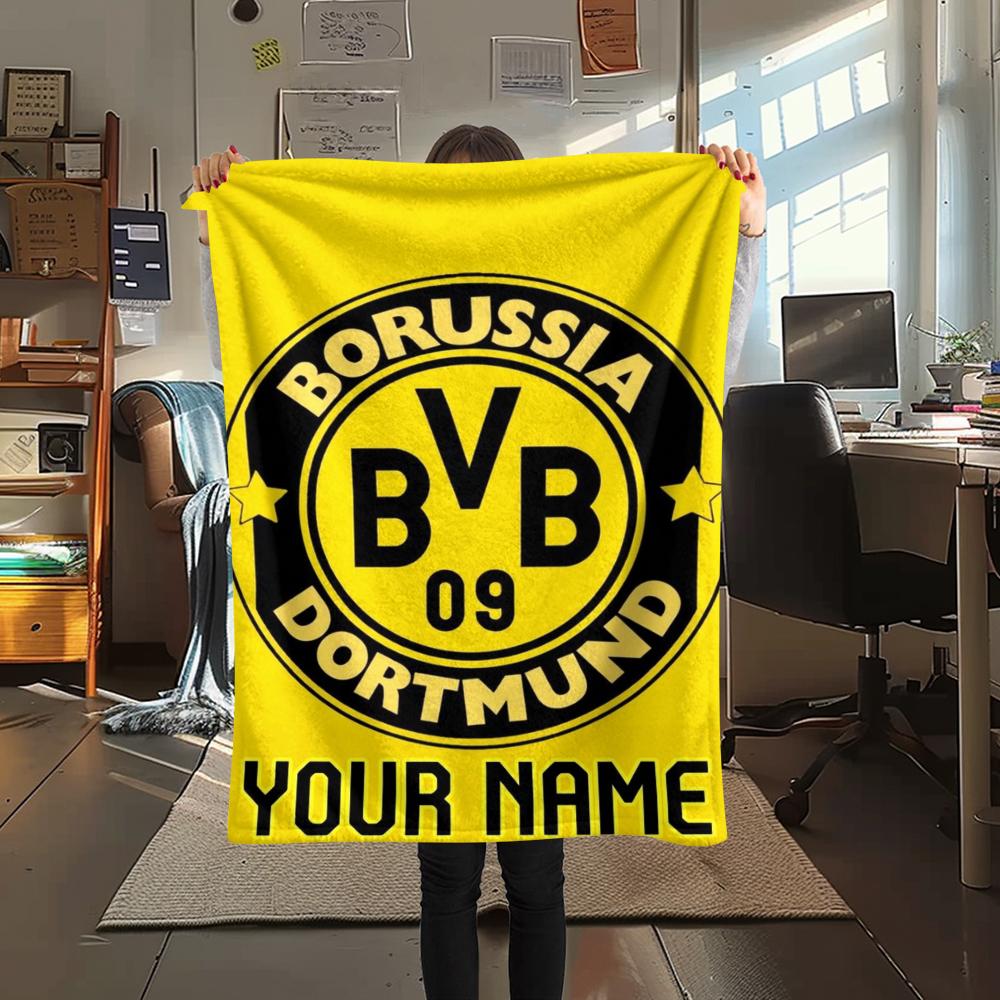 1pz Coperta in Flanella con Nome Personalizzato e Motivo di Dortmund Adatta a Tutte le Stagioni per Arredamento Casa Calore e Comfort Regali Regalo Festivo_lx