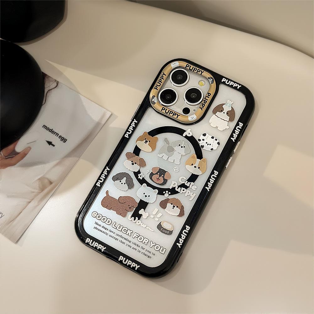 Personalized Graffiti Dog IPhone Case 16 Suitable for 14ProMax Magnetic Bracket IPhone 13 American 12 Hard