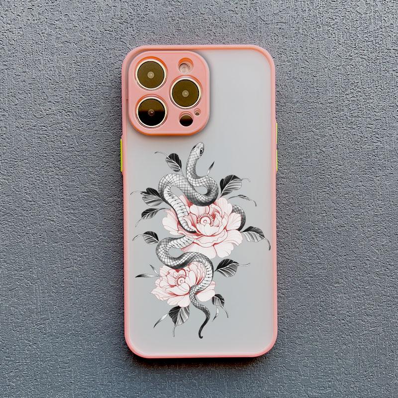 Creative Simple Style Snake Flower Phone Case for Iphone 15 14 16 Pro Max 11 12 13 Mini Pro Max X XR XS 7 8 Plus Shockproof Case