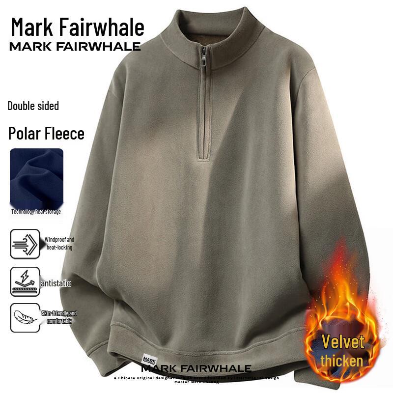 MARK FAIRWHALE Men's Heavyweight Fleece Half-Zip Sweatshirt