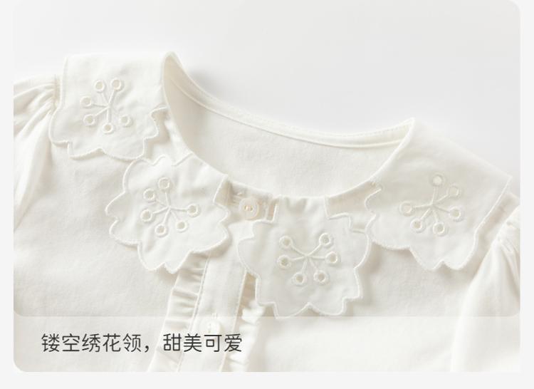 David Bella Children's Spring Pure Cotton Long-Sleeved Baby White Shirt