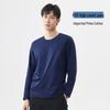 Men's 175g Pima Cotton Long-Sleeved Crew Neck T-Shirt, Solid Color, 80 Count, Versatile Casual Base Layer