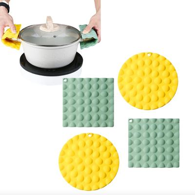 4/6Pieces Silicone Pot Mats Handle Protectors Bottle Openers Coasters Square Round Hot Pad Non-Slip Heat Resistant  for Counter Top Table