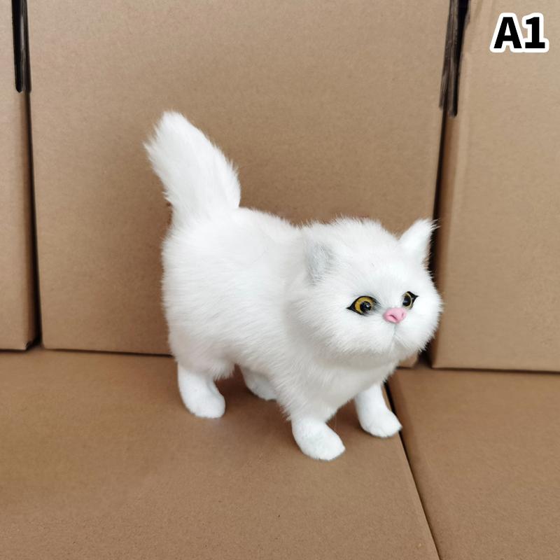 Søte Simuleringskatt Plysjleker Myk Utstoppet Kattunge Modell Falsk Katt Realistiske Dyr For Barn Jenter Bursdag Valentinsdagsgave
