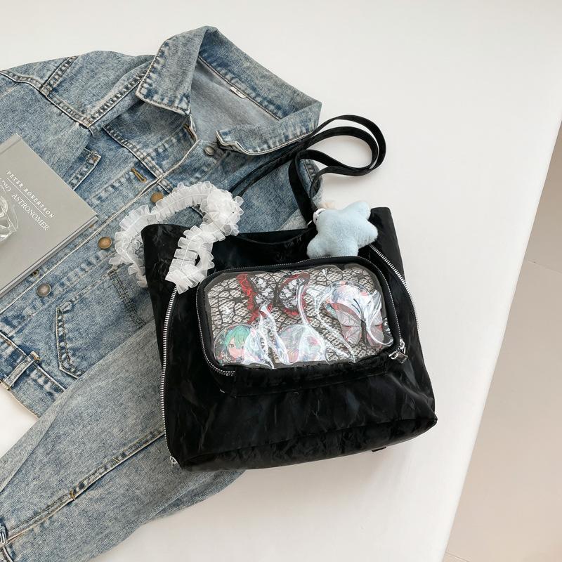 Fashion Transparent Shoulder Bag Women's 2025 New Versatile Simple Large-capacity Tote Bag, Foreign Style Student Backpack Tide