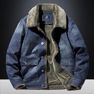 Denim Jacket Men's New Winter Velvet Thickening Loose Large Size Men's Tops Lamb Velvet Cotton Jacket