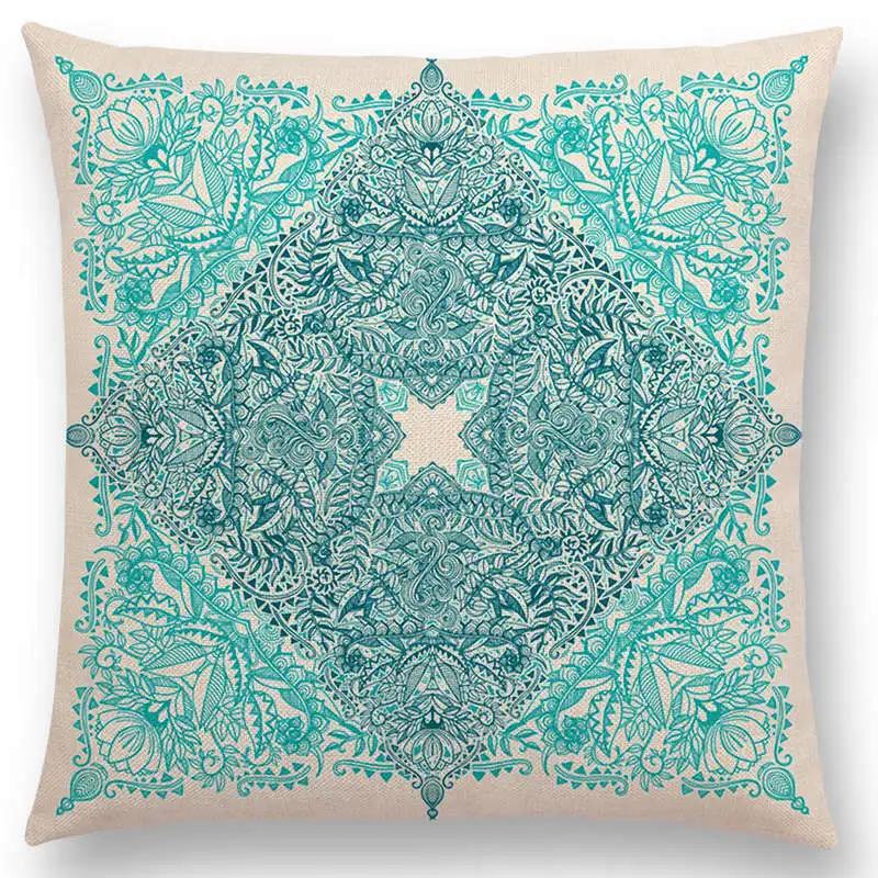 New Fantastic Snowflake Flowers Gorgeous Floral Doodle Colourful Decorative Pattern Mandalas Cushion Cover Sofa Pillow Case