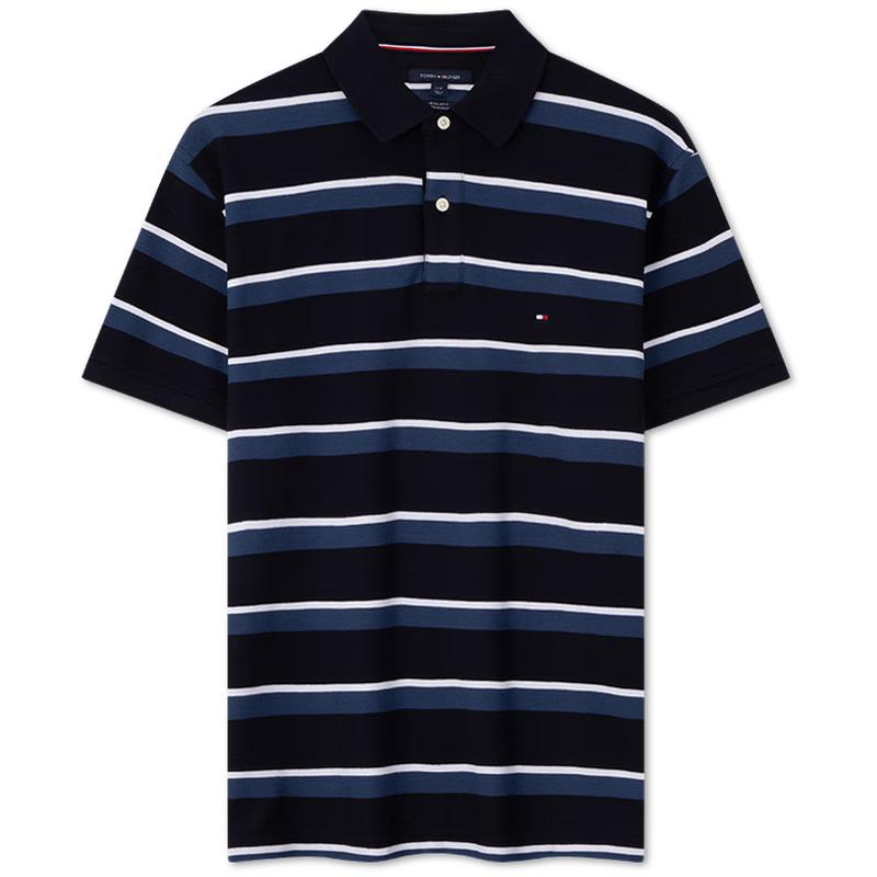 Tommy Hilfiger Men's Pique Cotton Striped Polo Shirt