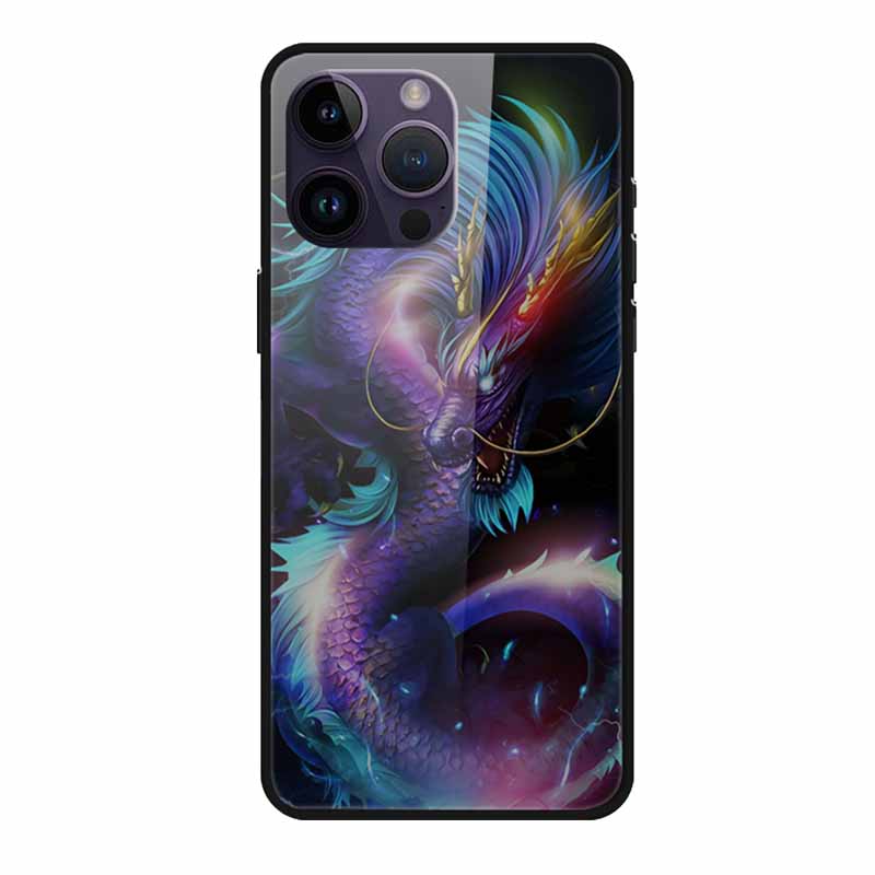 Phone Case for Apple Iphone 15 Pro 15 Plus Tempered Glass Hard Back Cover for Iphone 15 Pro Max Iphone15 Wolf Lion Funda Capa