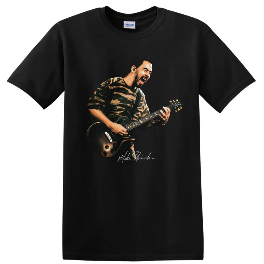 Mike Shinoda Guitar Performance T Shirt Rock Music Concert Tee w/ Energy