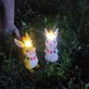 Solar Cute Rabbit Night Light Resin Rabbit Statue Night Lamp Creative Rabbit Butterfly Figurine Light Easter Outdoor Decoration
