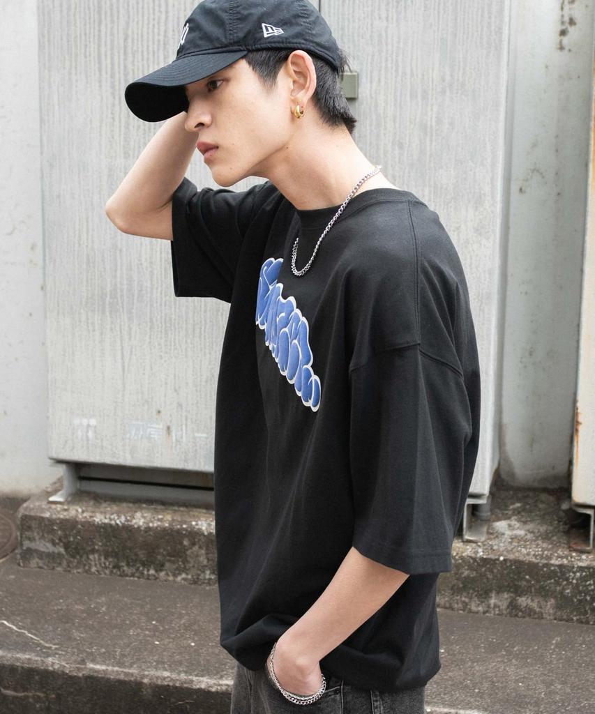 WEGO Unisex Short Sleeve Set with Accessory Oversized Size Black 2-Piece T-Shirt Graphics, Silhouette, Streetwear, Casual, Gift, Spring, Summer, Fall,