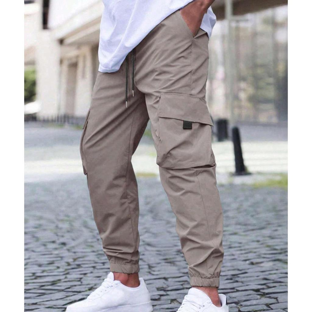Herr Casual Arbetsbyxor, Lös Casual Byxor med flera fickor, Långbyxor
