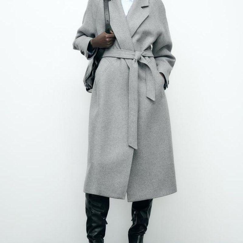 Fall and Winter New Product with Belt Casual Warm All-Matching Wool Blend Long Overcoat Outerwear 9174284