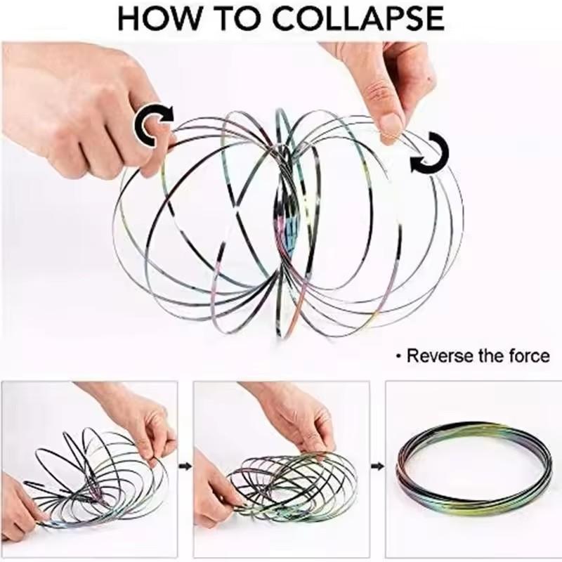 3D Magic Bracelet Pressure Release Sensory Flow Ring Dynamic Spring Toy Stainless Steel Flow Color Ring Children'S Fun Toys