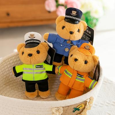 Internetová celebrita policejní medvídek přívěsek plyšová panenka kreativní dopravní policie medvídek klíčenka panenka přívěsek na tašku dárek do auta