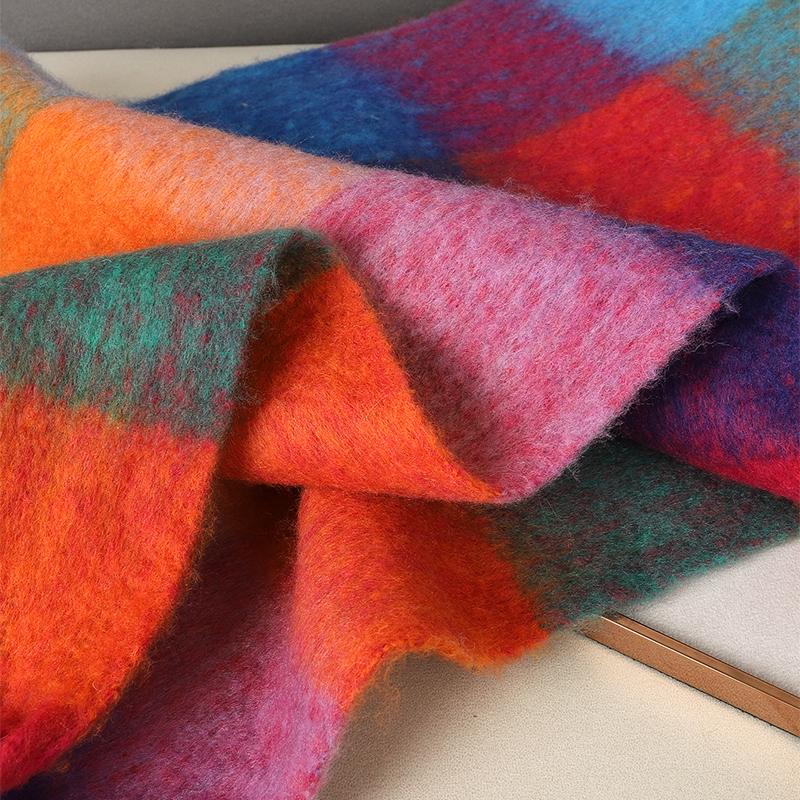 Luxuriöser Karoschal Winter Warm Kaschmir Damen Pompon Pashmina Foulard Damen Schals Damen Quasten Schal Stola Wickeltuch Design Neu