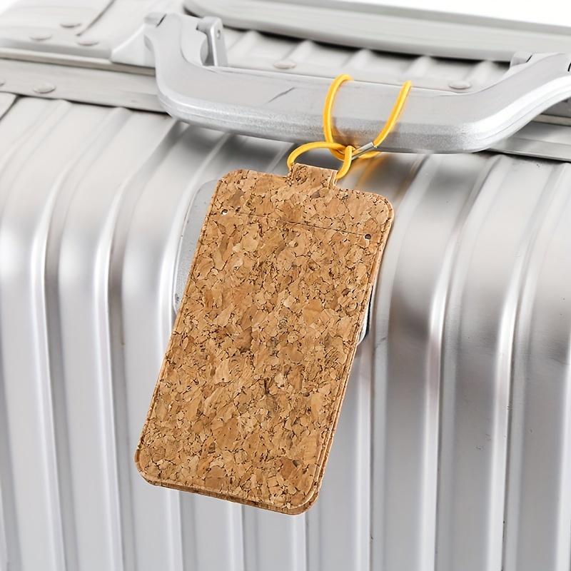 1pc  PU Wood Grain Luggage Tag, Square Travel Check-in Tag, High-quality Elastic Belt Luggage Tag