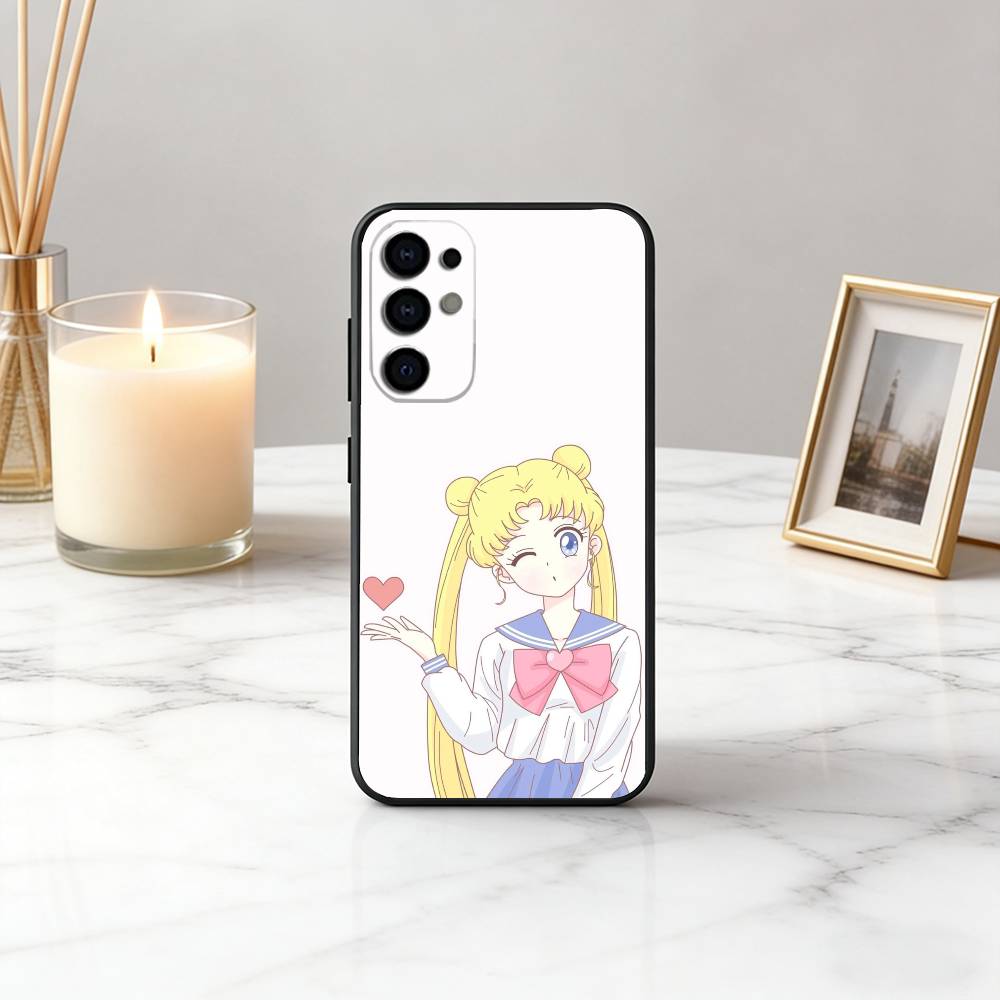 Cartoon S-Sailor M-Moon-es Art Phone Case For Samsung S25,S24,S21,S22,S23,S30,Ultra,S20,Plus,Fe,Soft Silicone Black Cover