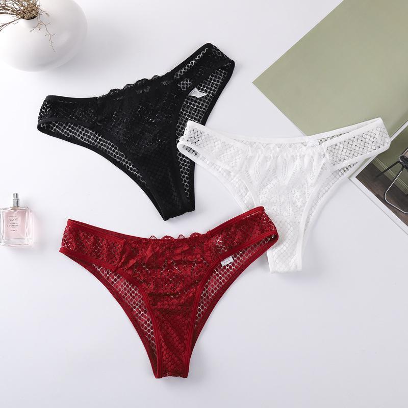 New Panties Women Lace Underwear Sexy Low-Waist G String Thong Transparent Hollow Out Briefs Solid Soft Female Lingerie