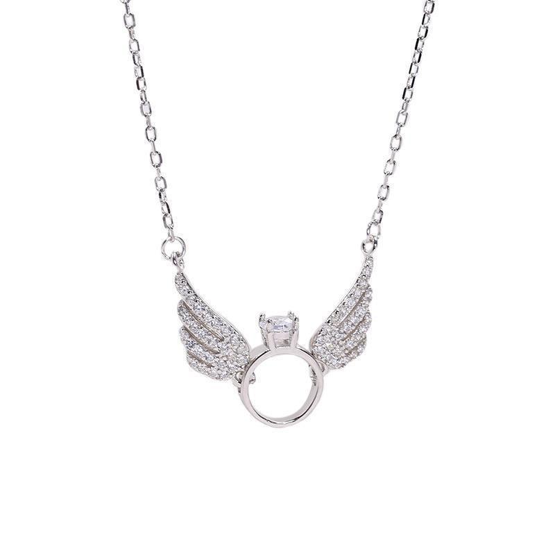Luxury Diamond Angel Wings Pendant Necklace: Retro, Versatile Japanese-Korean Fashion Jewelry