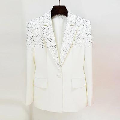 High Street 2026 Designer Strass Slim-Fit Anzugjacke & Rock Set